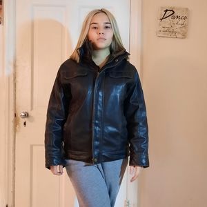 Vintage Faux Leather Bomber